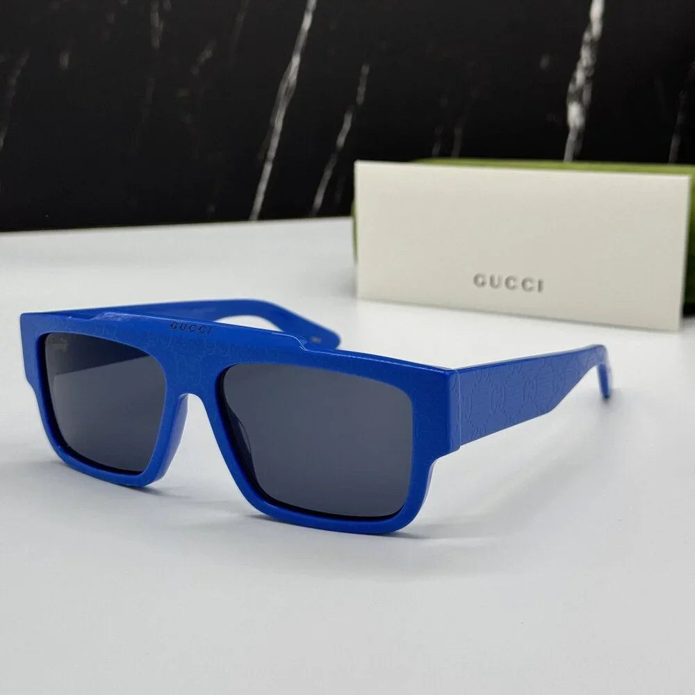 NEW GUCCI GG1460S 008 BLUE SQUARE MEN SUNGLASSES